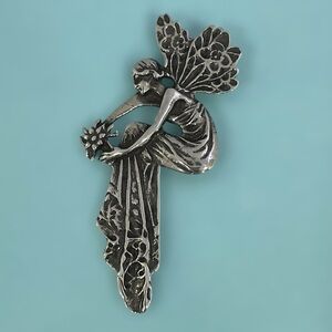 Silver Art Nouveau Large Fairy Pendant
